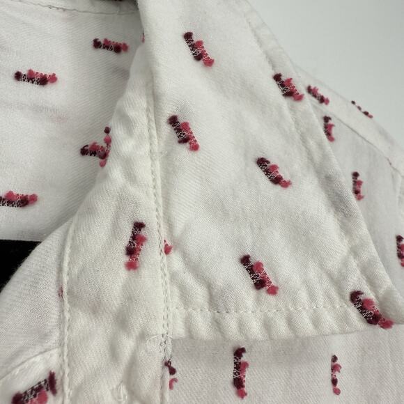 GAP Boyfriend Shirt size Large White Colorful Dotted Long Sleeve Button Up - Picture 3 of 8